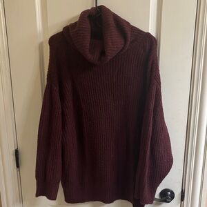 Lulu's Burgundy Cowl Neck Sweater